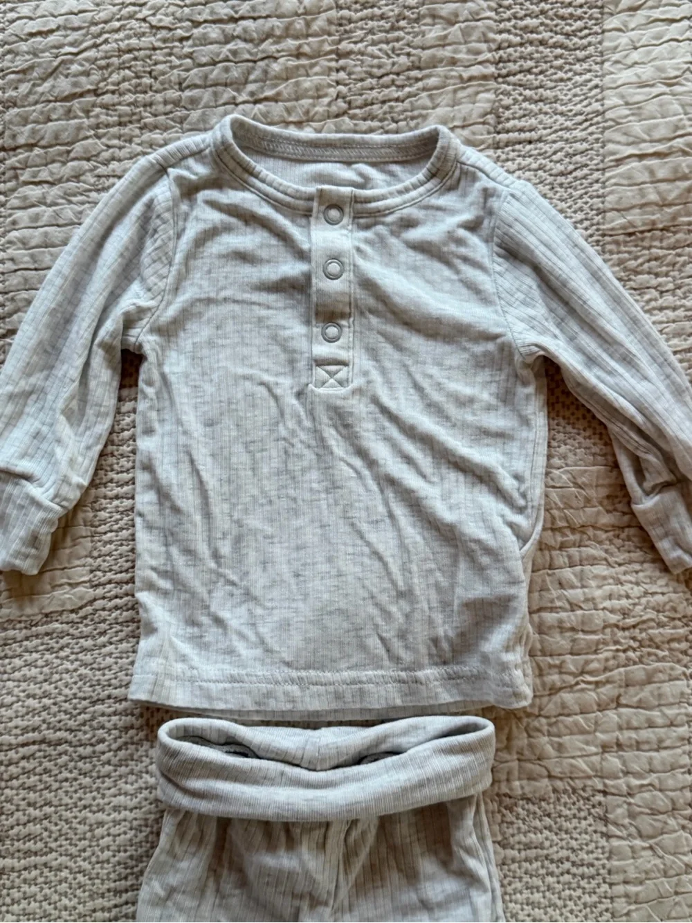 Neutral Ribbed Two-Piece Kids Pajama Set 3 month purely soft by carters